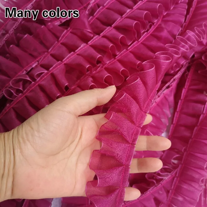 Miękka plisowana tiulowa wstążka o szerokości 4 cm z falbaną i aplikacją na kołnierzu DIY Crafts Dress Clothes Skirt Pet Bib Sewing Fabric
