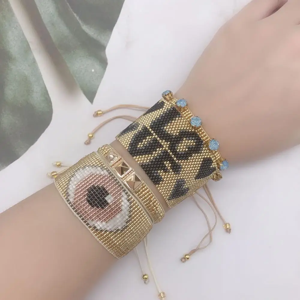 

ZHONGVI Boho Bracelet Pulseras Mujer Moda Women Turkish Evil Eye Bracelets 2020 MIYUKI Jewelry Handmade Armband Crystal New