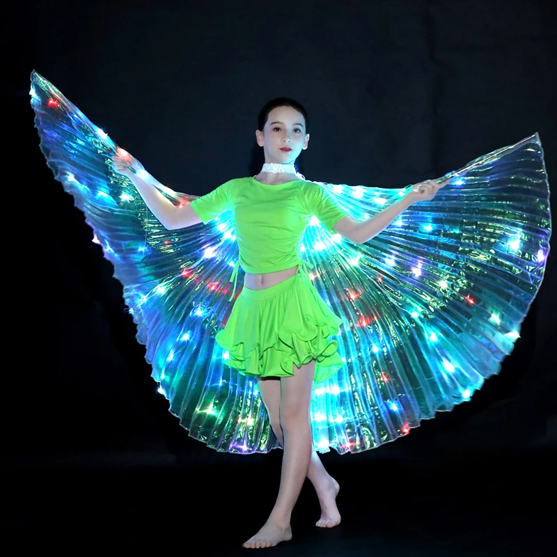 The new LED belly dance wings lamp costume wings constantly changing fluorescent butterfly wings dance wings props