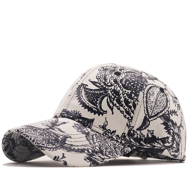 Leather Suede PU printing Baseball Cap Men Fashion Spring Hat Snapback Hip Hop Unisex Caps Adjustable Brand Casual Hats