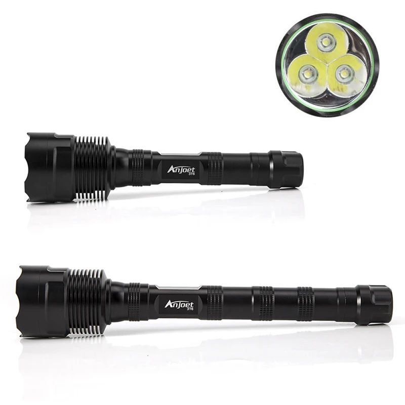 Anjoet-potente linterna LED de 6000LM para autodefensa, lámpara táctica militar de caza y acampada, 18650, 3 x T6