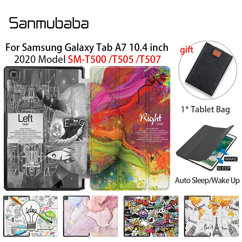 Sanmubaba 2020 Tablet Case For Samsung Galaxy Tab A7 10.4 inch SM-T500 T505 T507 PU Leather Flip Stand Smart Cover Protect Funda