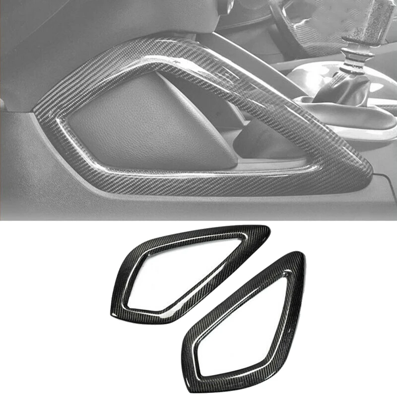 คาร์บอนไฟเบอร์ด้านข้างเกียร์ Shift Strip แผงฝาครอบ Molding ตกแต่งสำหรับ Hyundai Veloster 2011-2017อุปกรณ์เสริม