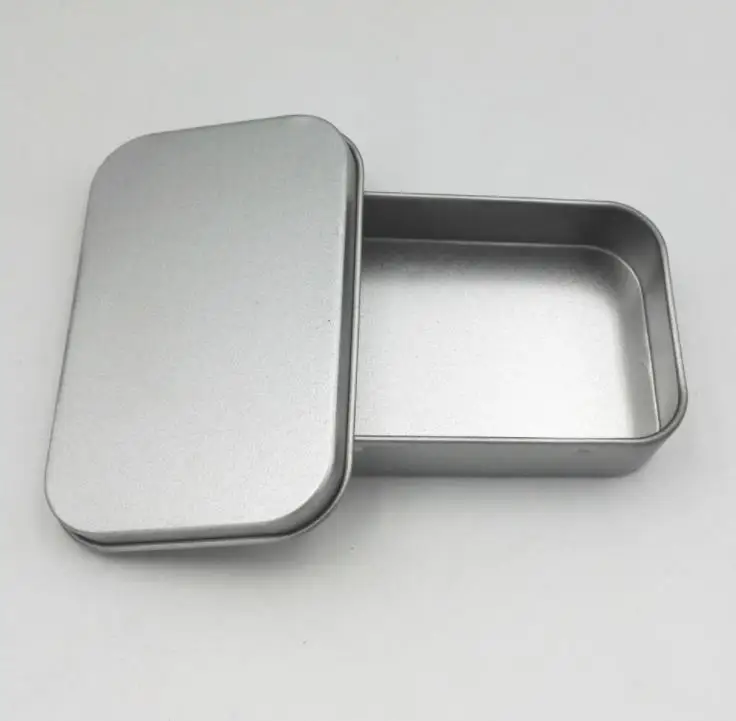 

DHL 400pcs Plain silver tin box 9.4cm x 5.9cm x 2.1cm, rectangle tea candy business card usb storage box case SN2089