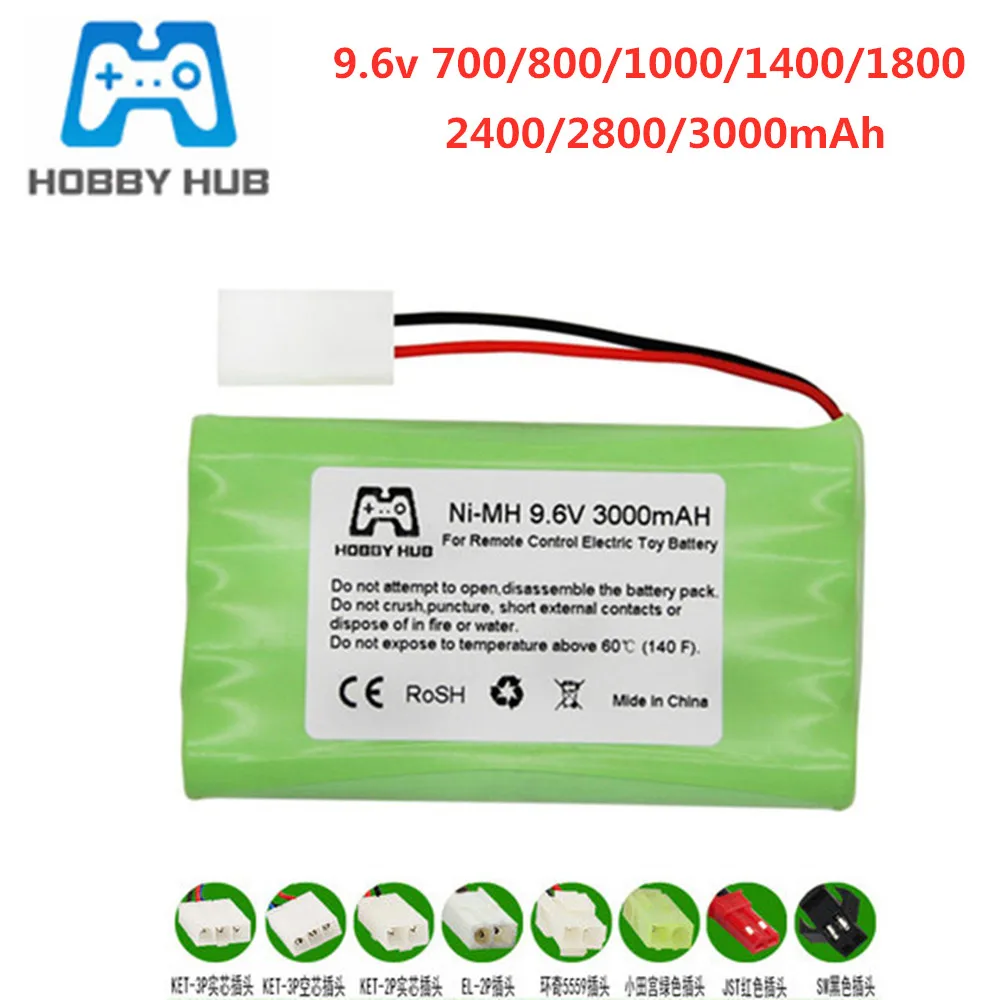 9.6V 700mAh 800mAh 1000mAh 1400mah 1800mAh 2400mAh 2800mAh/3000mah For RC Toy Car Boats AA 9.6V Ni-Cd / Ni-MH Battery Group