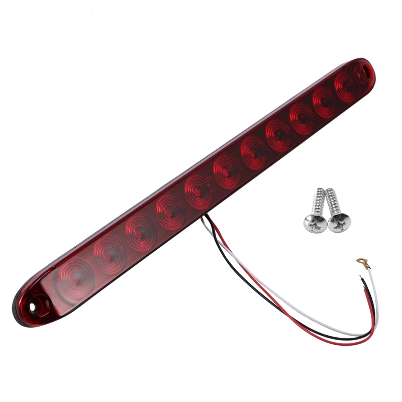 Red 15 Inch 11 Led Light Bar Sealed Stop Turn Tail Park Third 3Rd Brake Light Truck Trailer Marker Id Bar Waterproof