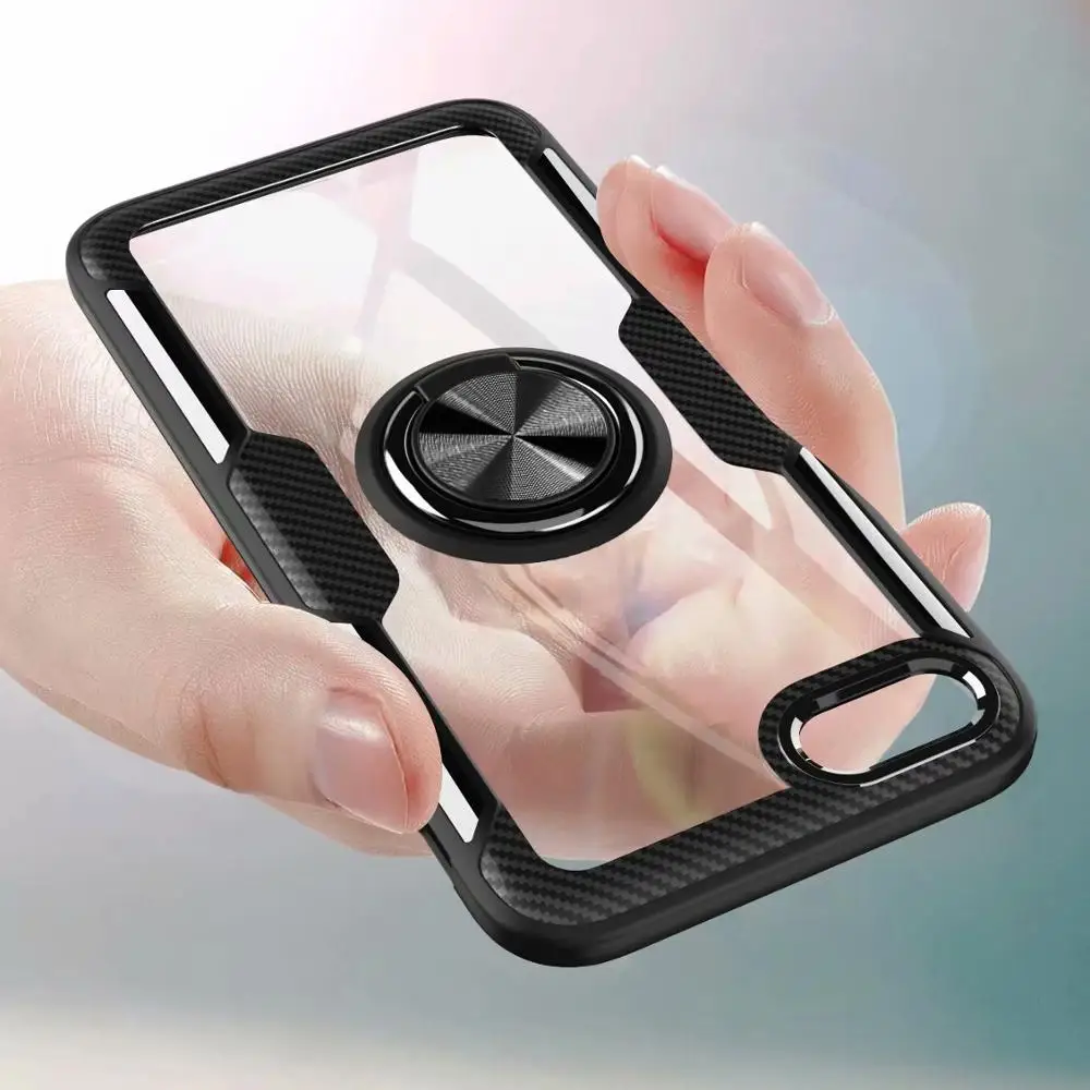 Voor Apple Iphone Se 2020 Case Met Ring Stand Magneet Transparante Shockproof Protective Back Cover Case Voor Iphone Se 2 se2 Shell