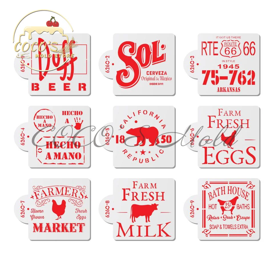 9Pcs/Set Spain Word & Animal Cookies Cake Stencils Cake Decorating Tools Kitchen Biscuit Mold Baking Supplies