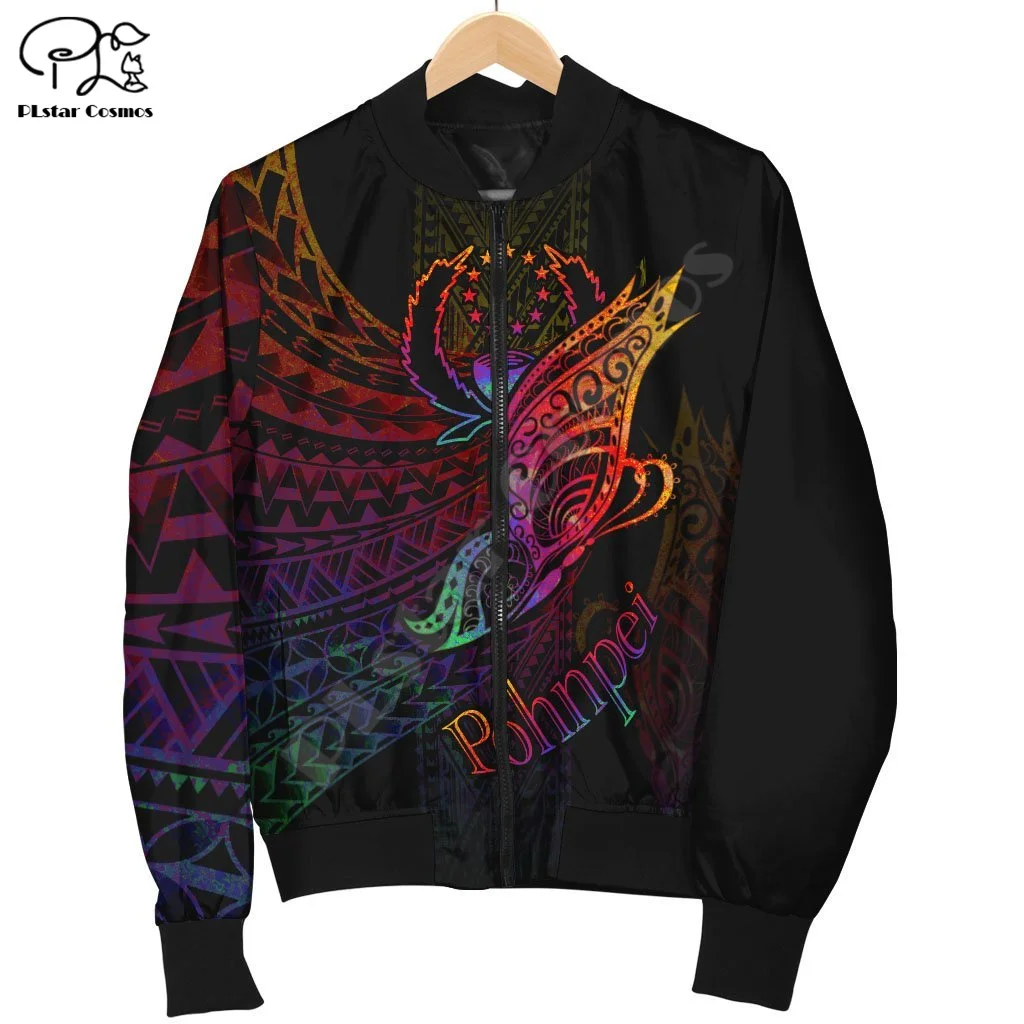 

NewFashion Pohnpei Polynesian Island Country Flag Tribal Art Culture Retro 3DPrint Men/Women Funny Winter Coat Bomber Jacket A2