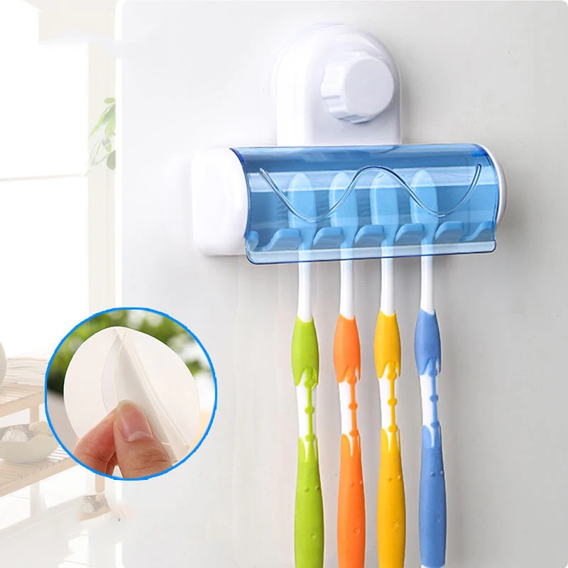 Bathroom Accessories Set Toothbrush Holder Wall Mount Stand Tooth brush Holder Hooks Suction Cup Bathroom Tools Toothbrush Rack