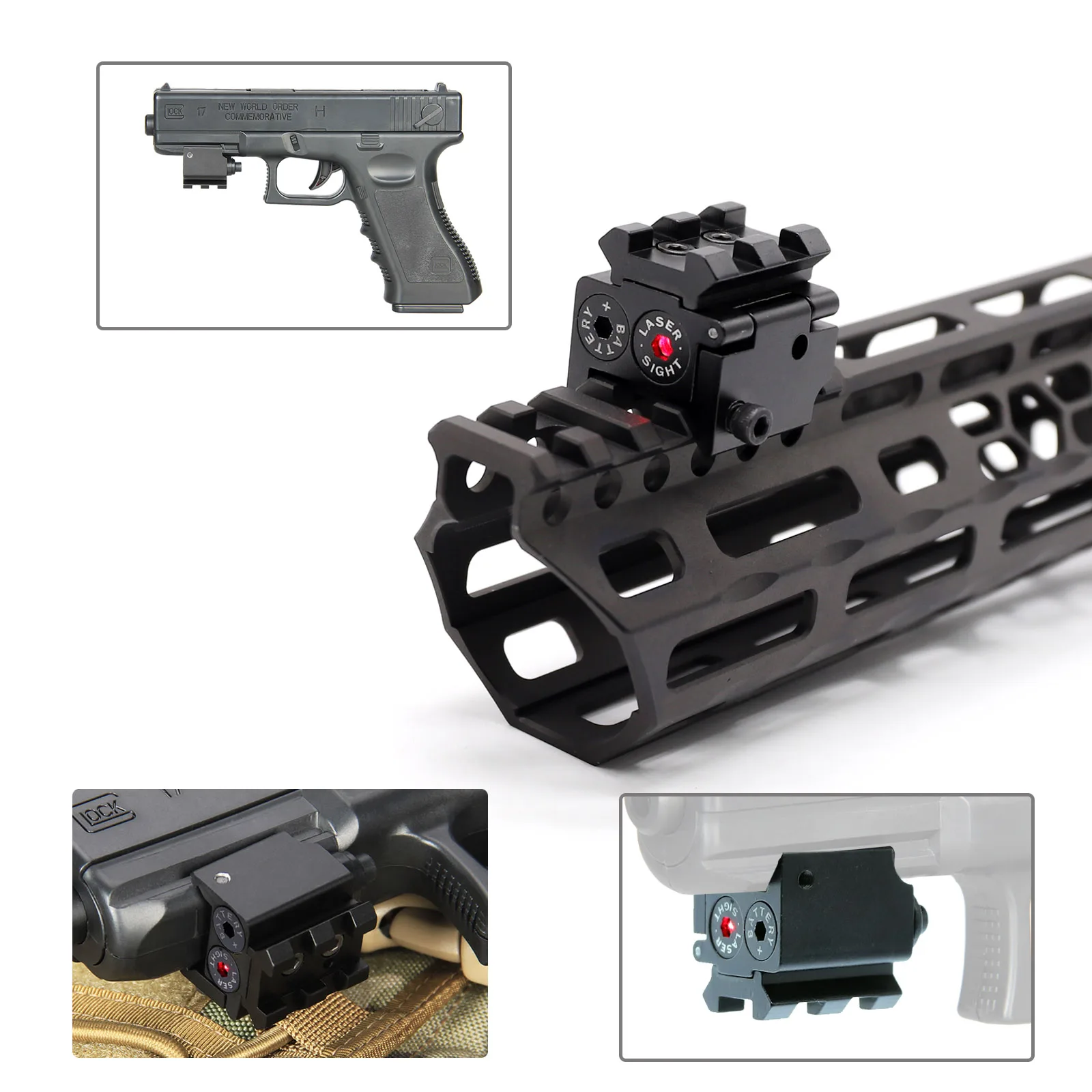 TriRock Mini Red Dot Laser Sight Compact Low Profile with 20mm Picatinny Weaver Rail Mount 2 Slots Black