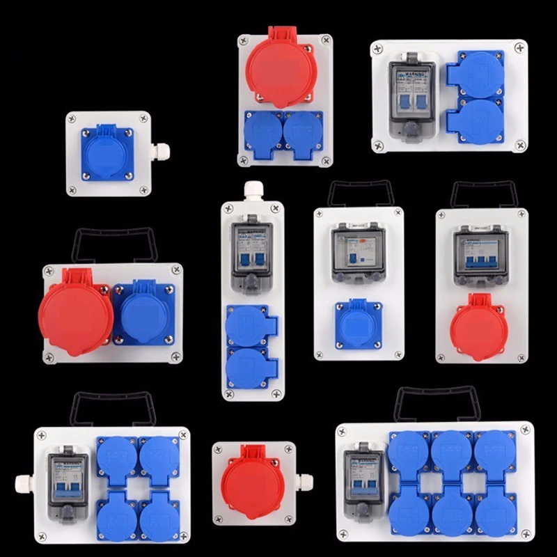 Industry Socket Distribution Box Portable Plastic Group Combine 16a 63a Waterproof Control Box 380v 220v Outdoor