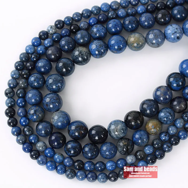 Natural 5A Blue Dumortierite Stone Beads Round Loose Beads For Jewelry Making DIY Bracelets Necklace 15\'\' 4/6/8/10/12mm