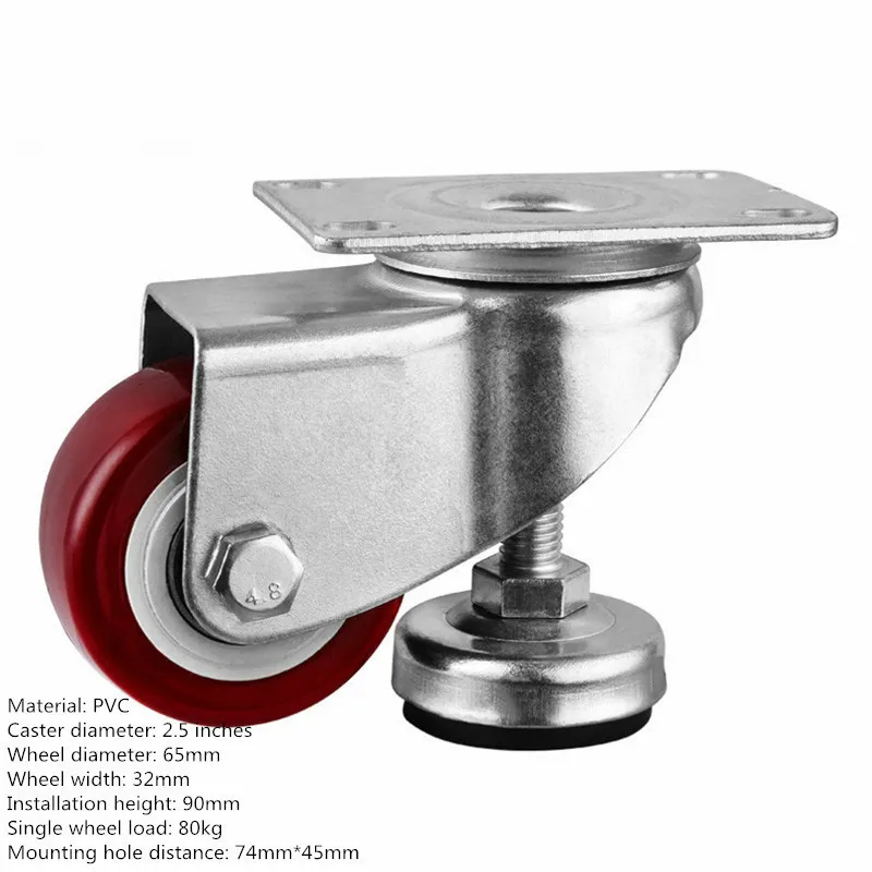 2.5 inch level regulating wheel height 9cm industry enclosure wheel diameter is 65 mm with goblet adjustable casters