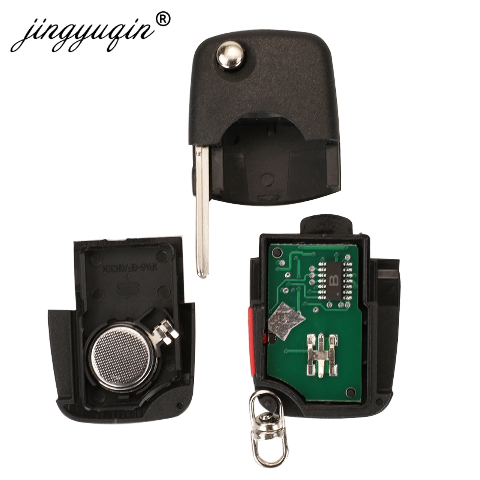 jingyuqin 4 Buttons Remote Car Key Fob 1J0959753F 315Mhz For VW Jetta Passat Beetle Golf 1997-2001 ID48 Chip 3+Panic Car key