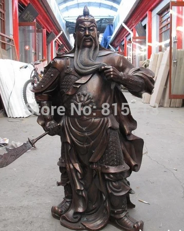 

bi00944 39"China famous Bronze Copper Dragon Hold Sword Guan Gong Guan Yu warrior Statue