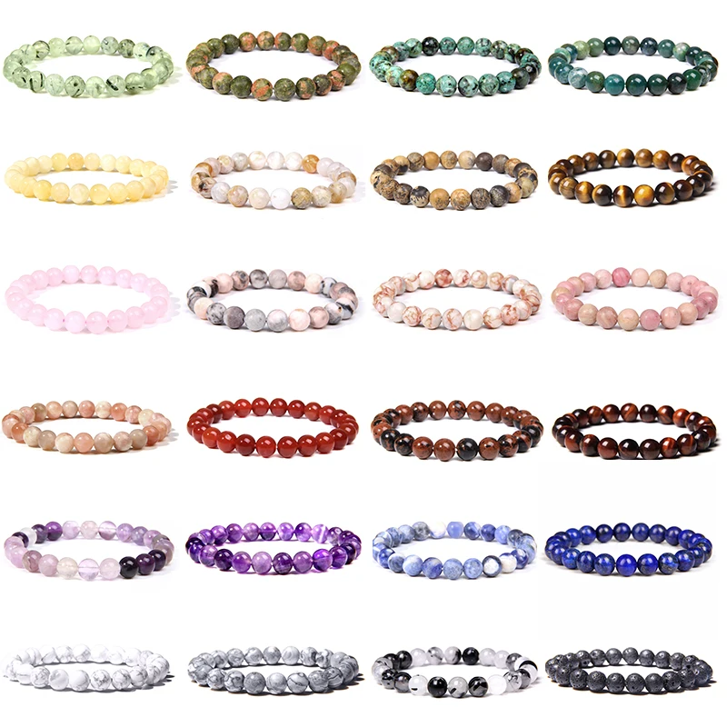 Wholesale Real Natural Stone Bracelets For Women Men 100% Quartzs 8MM Beads Stretch Bracelet Chakra Yoga Healing Reiki Jewelry