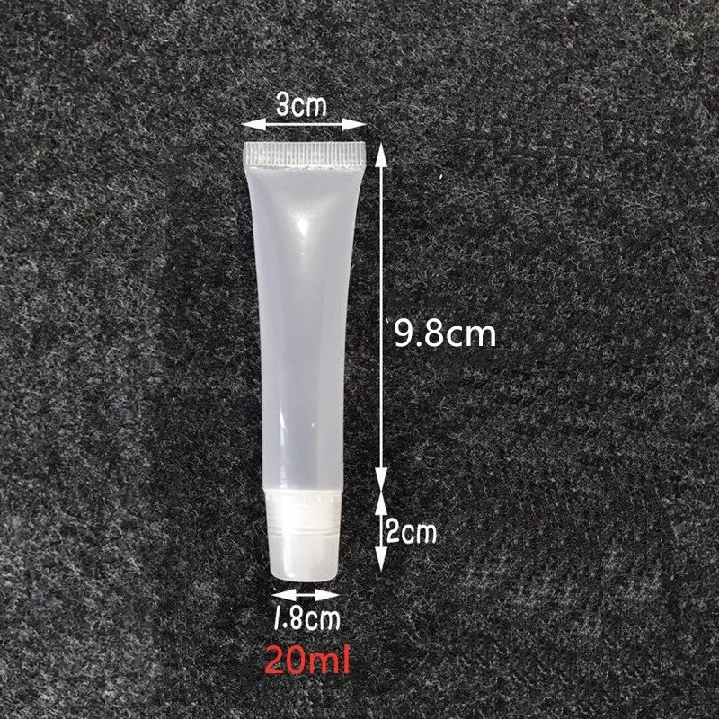 50pcs 5ml 10ml 15ml 20ml Empty Lipstick Tube Lip Balm Soft Makeup Squeeze Sub-bottling,Clear Plastic Lip Gloss Container F606