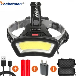 Pocketman-faro delantero de largo alcance, luz LED COB de alta potencia, recargable por USB, batería 500, 35000LM, 18650 m