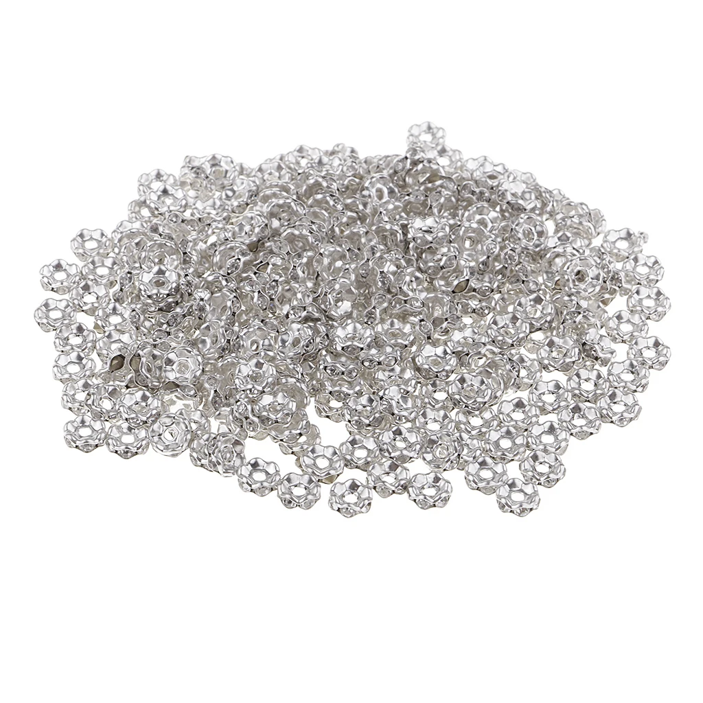 300x Rhinestone Rondelle Spacer Beads Bracelet Necklace Jewelry Findings 6mm