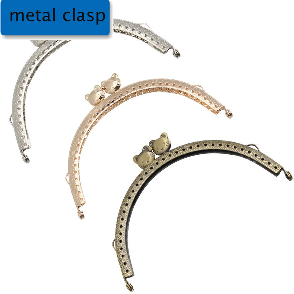 

12.5cm women DIY bag making knurling purse frame silver bronze golden color arc metal clasp cat head kiss buckle 10pcs/lot