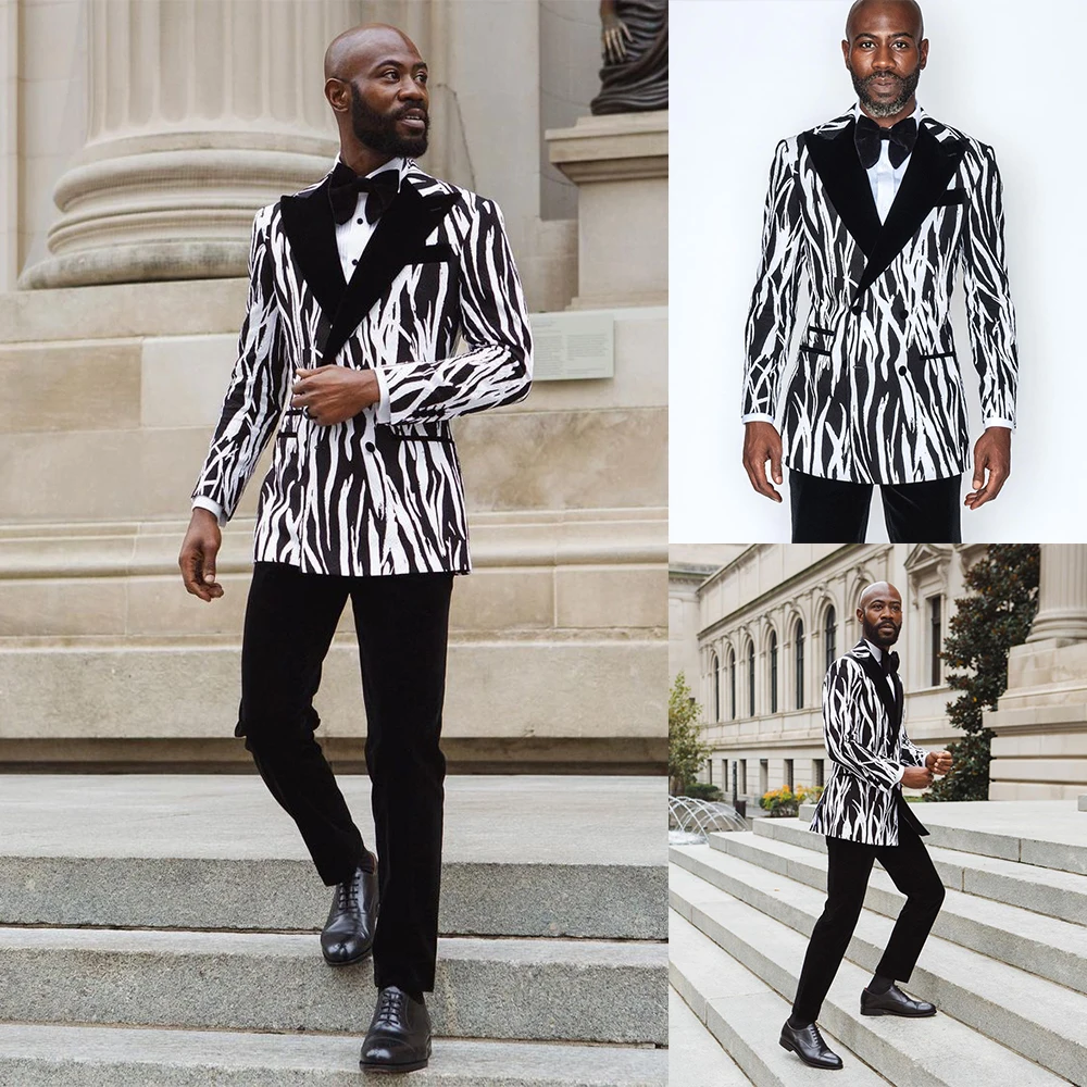 2 Cái Ngựa Sọc Nam Cưới Tuxedos Tự Làm Áo & Quần Chú Rể Phù Rể Phù Hợp Với Nam Nhân Quả Khi Mặc