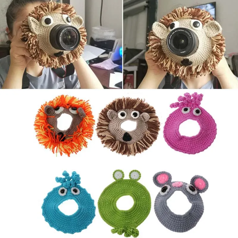 Animal Camera Buddies Lens Accessory for Child/Kid/Pet Photography Knitted Lion Octopus Teaser Toy Lens Posing Photo Props