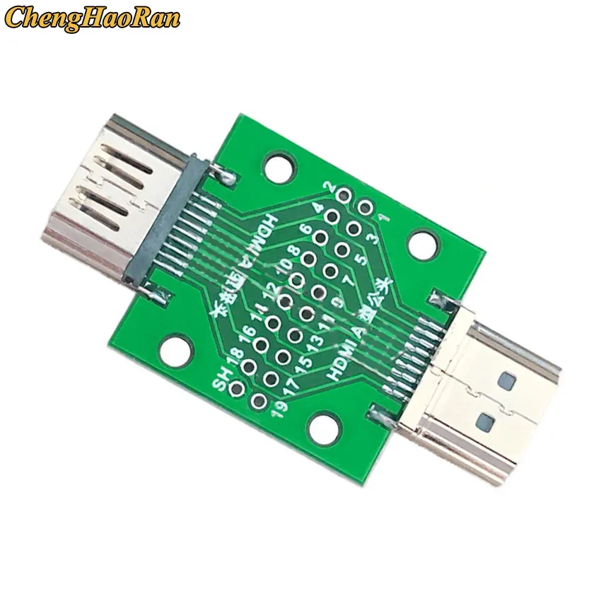 1pcs HDMI Male and Female Test Board MINI Connector with Board PCB 2.54mm pitch 19/20pin DP HD A Female To Male Adapter Board