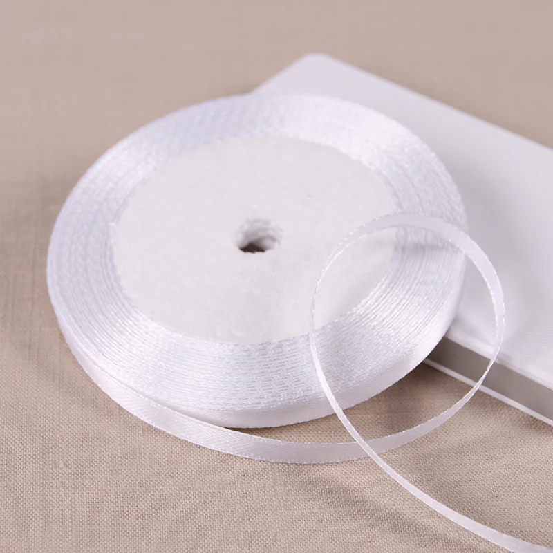 6mm Seidensatinbänder Länge 25 Yards/Rolle Weihnachtsfeier Hochzeitsdekoration Bänder DIY Mädchen Haarschleifen Accessoires – Detail 4