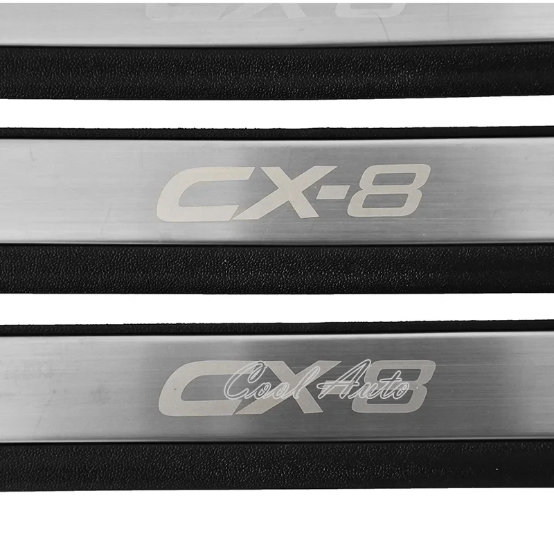 For Mazda CX-8 CX8 Accessory 2024 2023 2022 2021-2017 Stainless Car Door Sill Kick Scuff Plate Protectors Trim Cover Pedal Guard