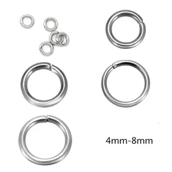 8Seasons 304 Stainless Steel Opened Jump Rings Round Silver Color 4mm/5mm/6mm/7mm/8mm DIY Making Earring Jewelry Findings,500PCs