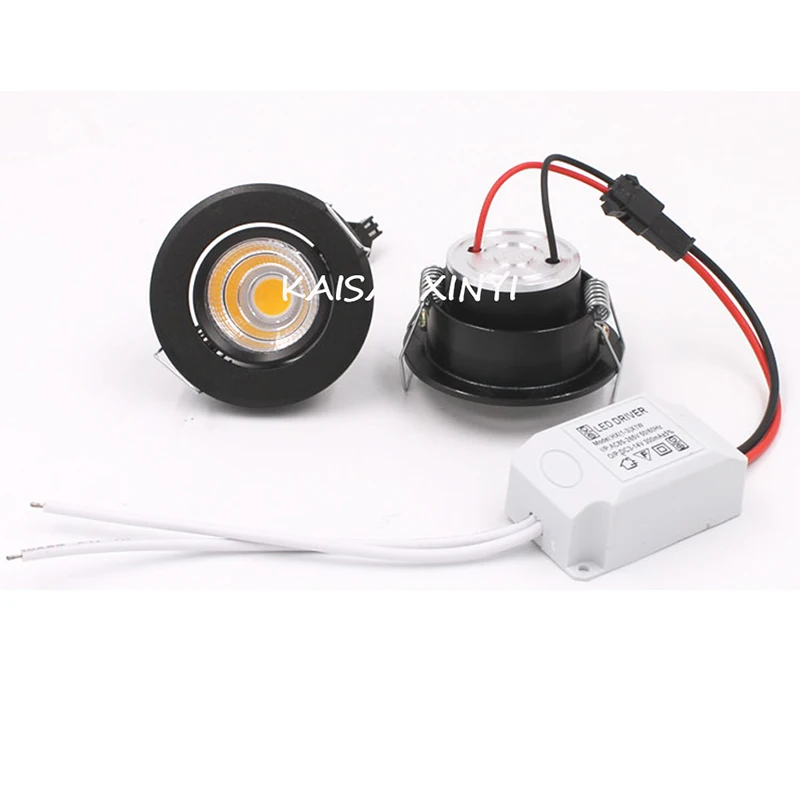 1/5pcs Aluminum Round LED Dimmable Ceiling Downlight 3W AC90-260V Recessed COB Spot Light Led Bulb With Driver