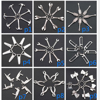 15pcs Dad's 3D Home Tool Pliers / Screwdriver / Wrench / Electric Drill /Saw /Axe Pendants DIY Charm Jewelry Crafts Making A1177