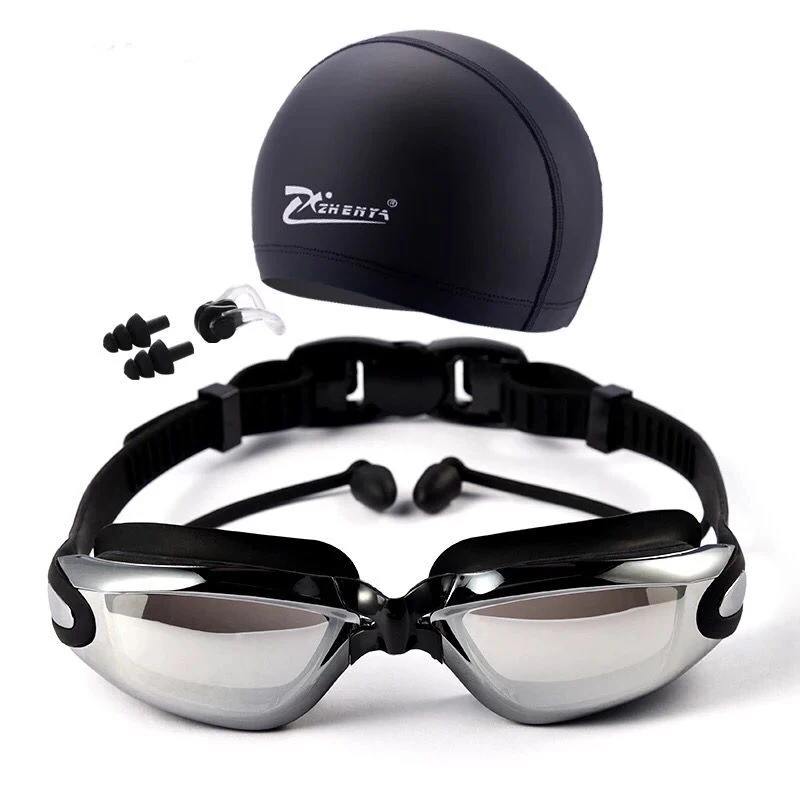 Swim Goggles Prescription Myopia Swimming Glasses Cap Ear Plug Swimsuit Men Women anti-fog Pool Hat Waterproof Swim Eyewear