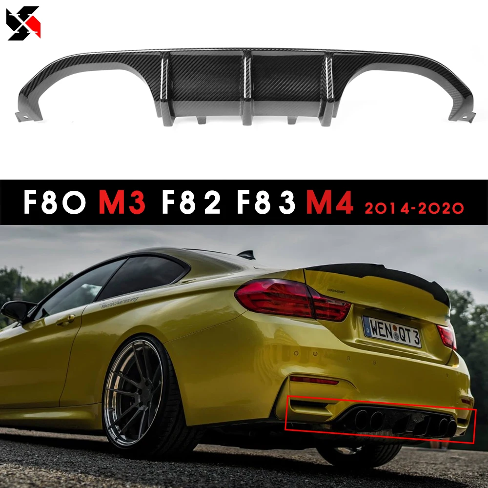 Dry Carbon Rear Diffuser Bumper Lip Spoiler For BMW 3 4 Serises F80 M3 F82 F83 M4 2014- 2020 MP Style Rear Diffuser Accessories