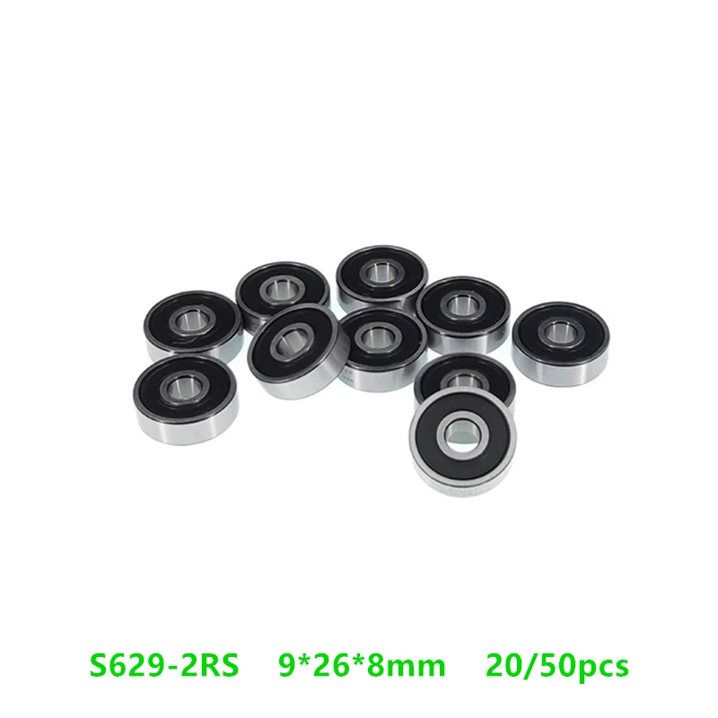 

20/50pcs ABEC-5 S629RS S629-2RS 9*26*8mm Stainless Steel ball bearing Miniature Deep Groove Ball bearing 9x26x8mm