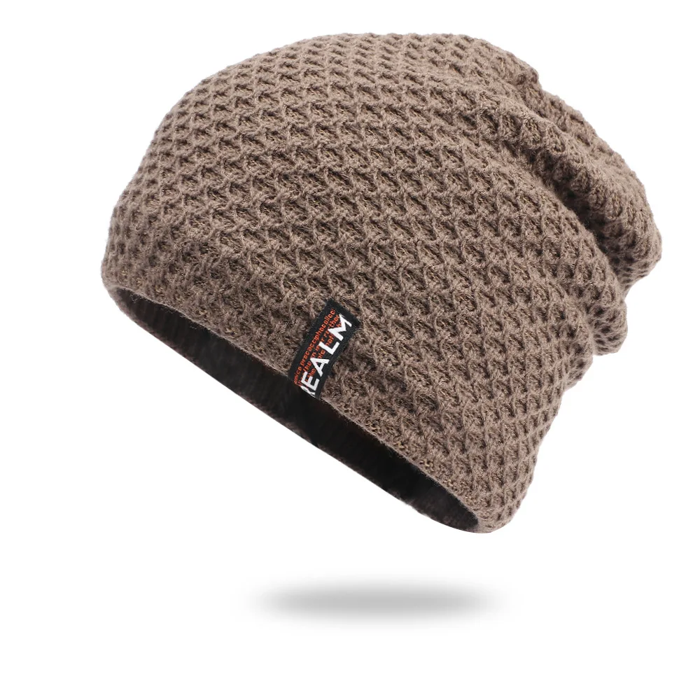 New Unisex Letter Beanie Hat Leisure aggiungi cappelli invernali foderati in pelliccia per uomo donna mantieni caldo cappello lavorato a maglia moda cappellino da sci solido