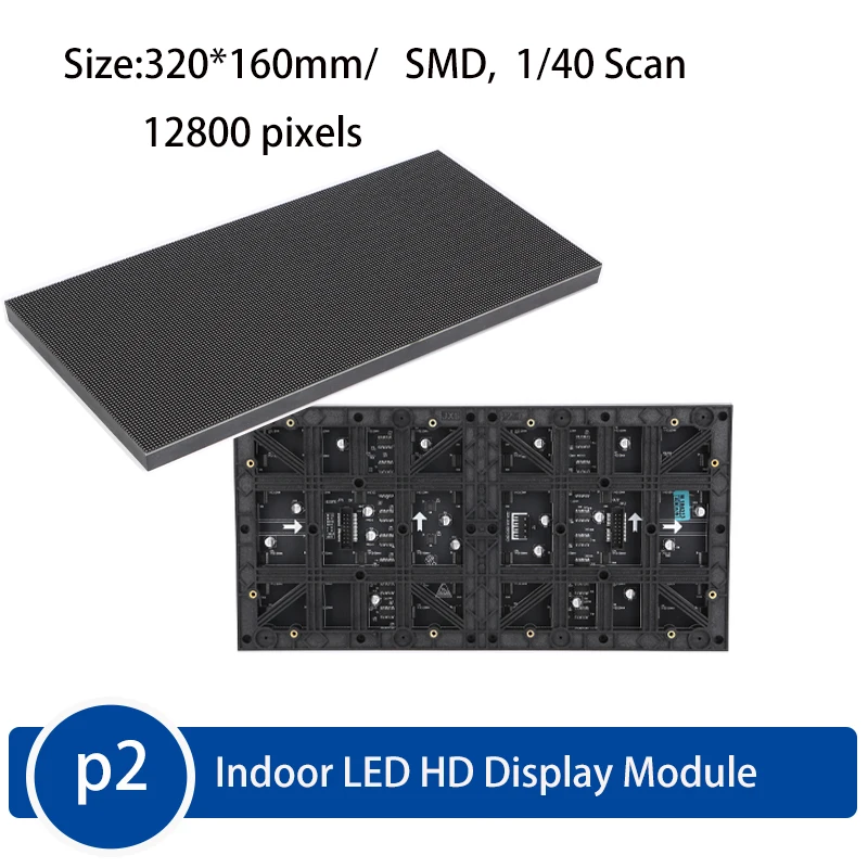 4Pcs/Lot P2 Indoor LED Display Screen Module 320*160mm 12800 HD pixels 1/40scan ,RGB Led Panel