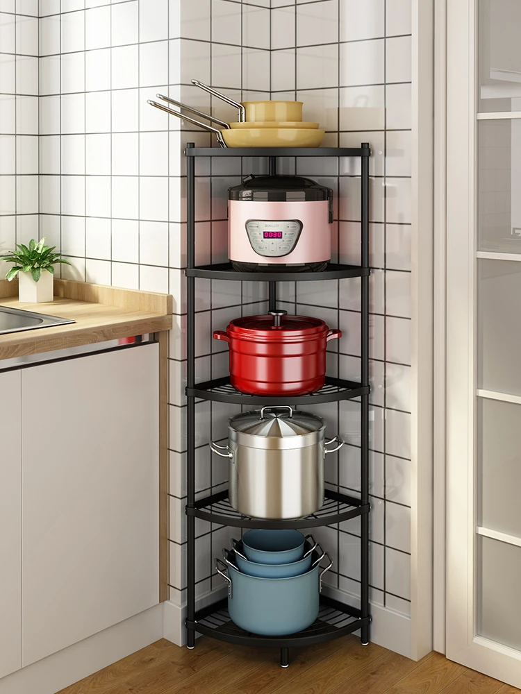 

3/4/5 layer kitchen shelf floor multi-layer corner storage pot rack stainless steel triangle multi-function