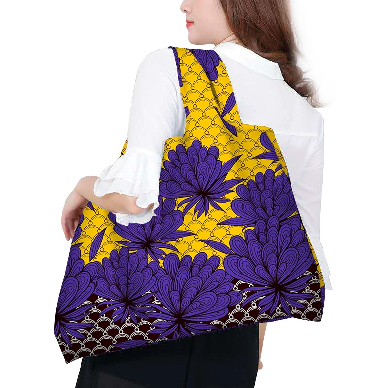 Grande sacola para as mulheres, tamanho grande, estilo africano, reutilizável, portátil, ombro, casual, dobrável, tote