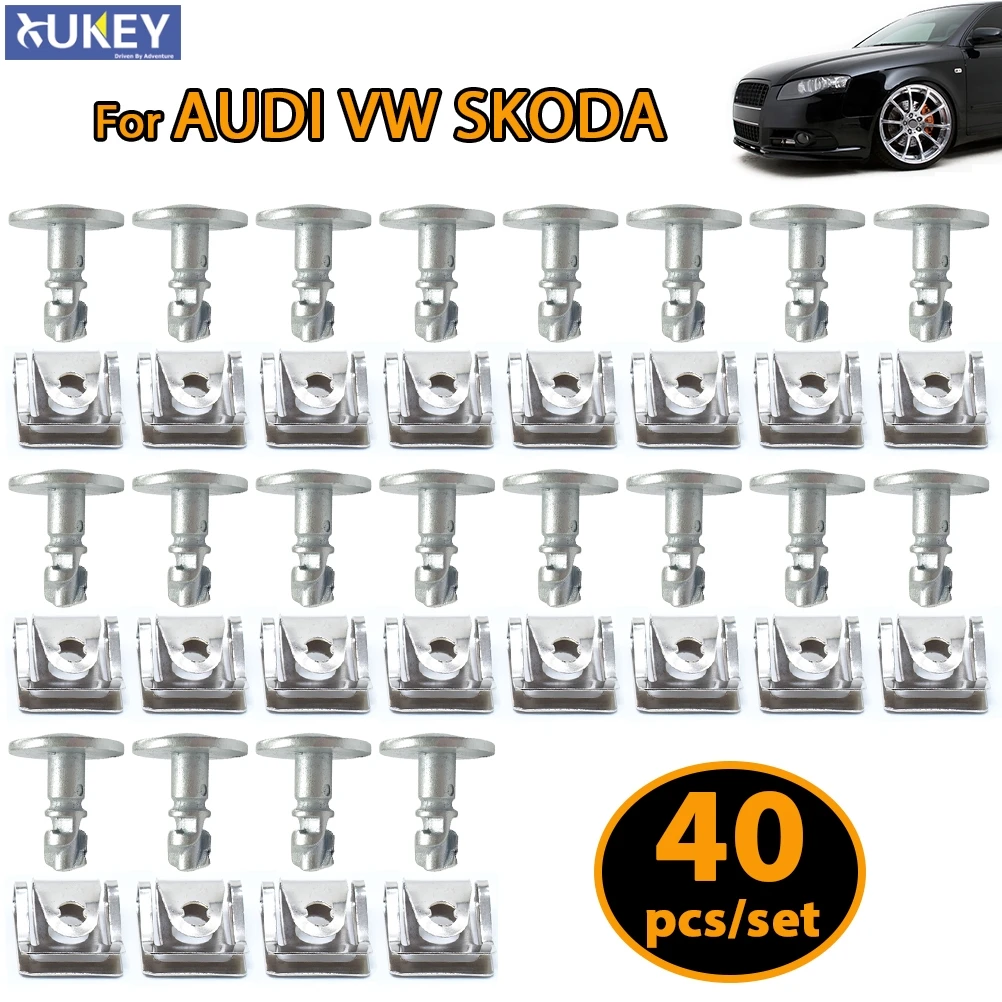 40PC Engine Under Gearbox Cover Clips Undertray Body Splash Guard Screw For Audi A3 A4 B6 B7 A6 A8 TT VW Passat B5 SKODA Superb