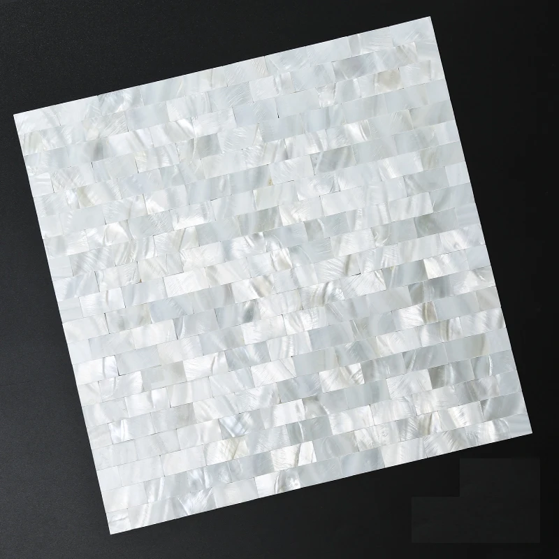 11Pcs/Box Nordic Self-Adhesive White Mother of Pearl Shell Mosaic Tile For Kitchen Living Room Wall Sticker Decoration