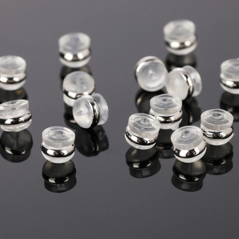 20-40 stücke Silikon Gummi Ohr Zurück Stopper Kupfer Ring Hamburger Ohr Stecker Für Schmuck Machen DIY Ohrring Zubehör – Detail 5