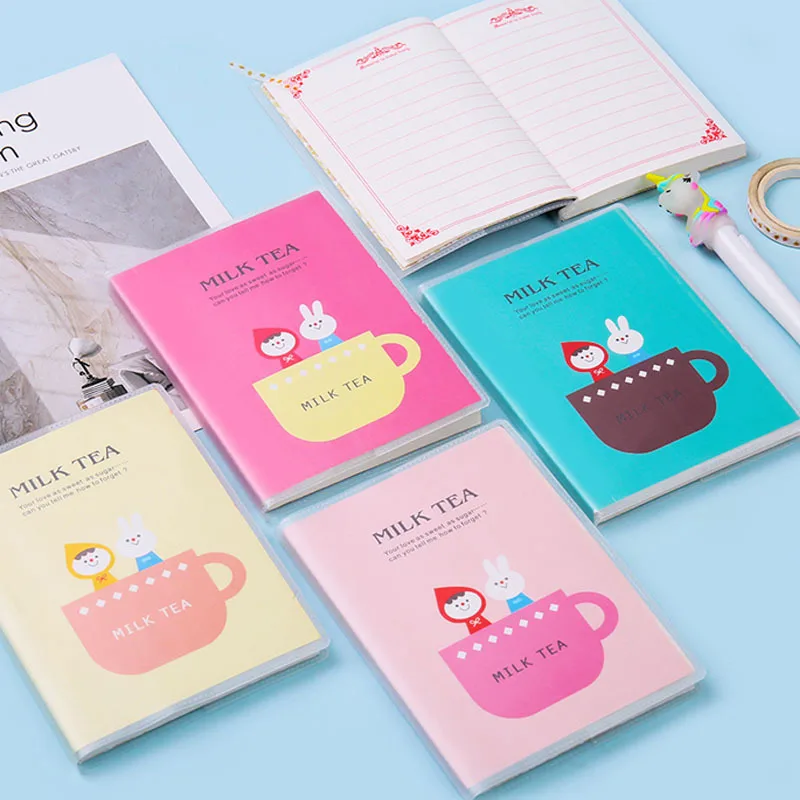 Kawaii Mini PVC Notebook Paper Diary School  Notebook Paper Schedule Planner multicolor milk tea Gift For Girl
