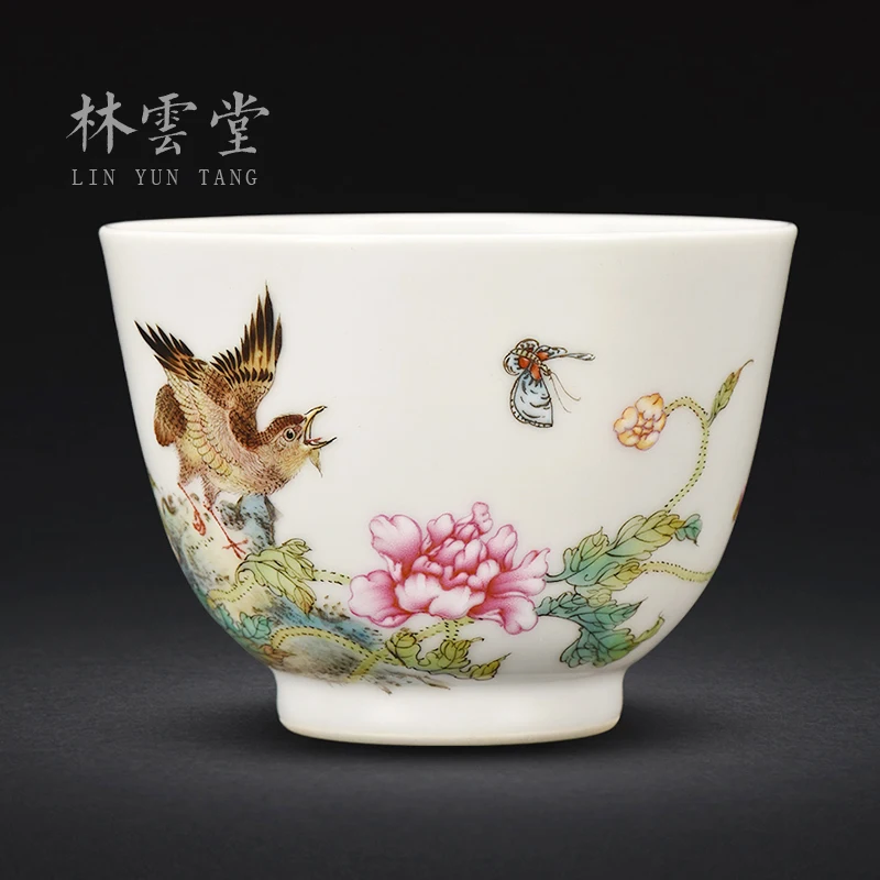 Lin Yuntang master cup single cup kung fu tea cups jingdezhen high-grade powder enamel cup sample tea cup