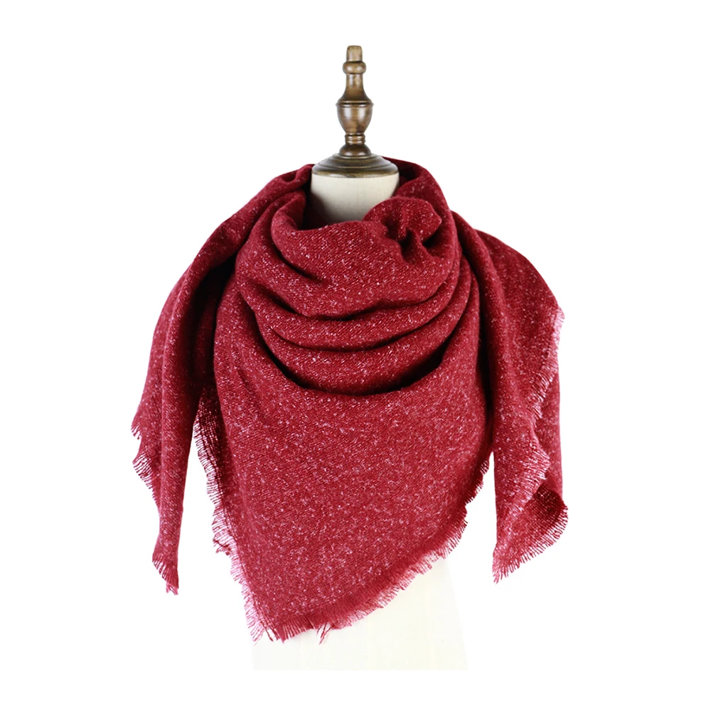 Triangle Scarf Plain Warm Soft Material Capes Wraps Winter Stole Shawls 130cm Big Blanket Echarpe