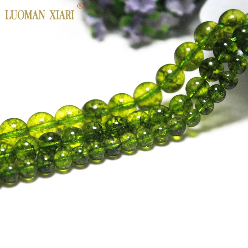 Wholesale Olivine color Crystal & Deep Blue Crystal Round Stone Beads For Jewelry Making DIY Bracelet Necklace 6/8/10 mm