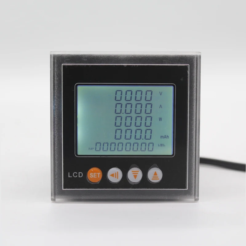 Medidor de panel multifunción, 0-1000V, 0-5A, CC A V W mAh KWH, LCD, CC, medidor de energía CC con comunicación RS485