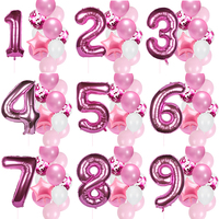 12pcs First Birthday Girl Boy Party Balloons Pink Number Baloon Birthday Decoration Kids 1 2 3 4 5 6 7 8 9 Years Party Supplies