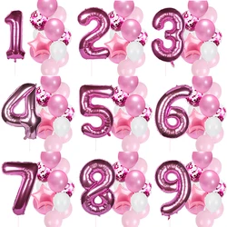 12pcs First Birthday Girl Boy Party Balloons Pink Number Baloon Birthday Decoration Kids 1 2 3 4 5 6 7 8 9 Years Party Supplies
